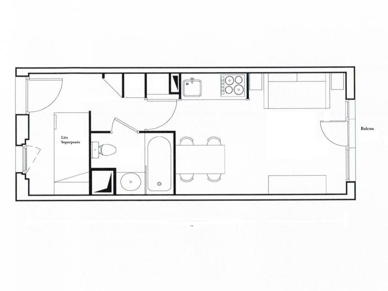 Holiday in mountain resort Studio sleeping corner 4 people (613) - Résidence Douchka - Avoriaz - Plan