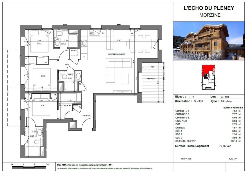 Vacances en montagne Appartement 4 pièces 8 personnes (B101) - Résidence Echo du Pleney - Morzine - Plan