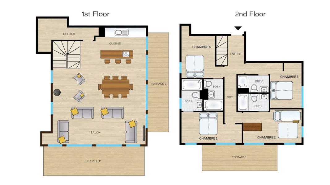 Holiday in mountain resort 5 room duplex apartment 9 people (B203) - Résidence Echo du Pleney - Morzine - Plan