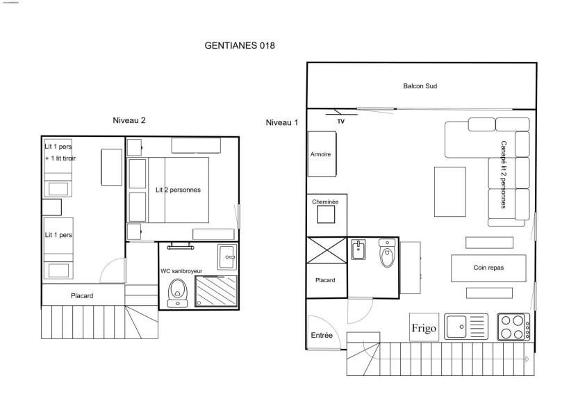 Urlaub in den Bergen 3-Zimmer-Appartment für 7 Personen (018) - Résidence Gentianes - Méribel-Mottaret - Plan