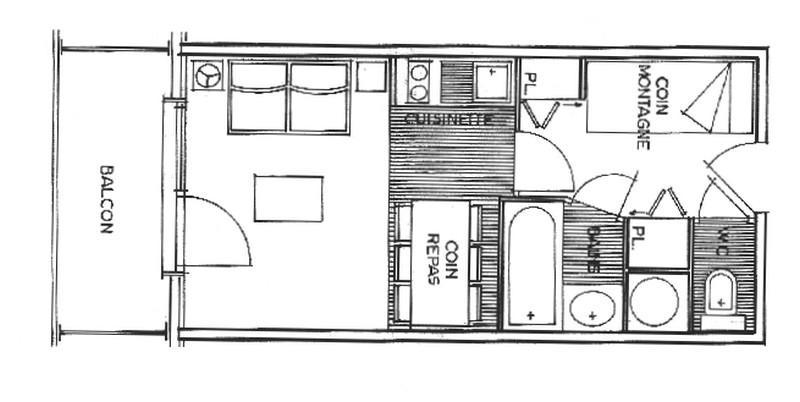 Каникулы в горах Квартира студия со спальней для 4 чел. (2211) - Résidence Grand Mont 2 - Les Saisies - план