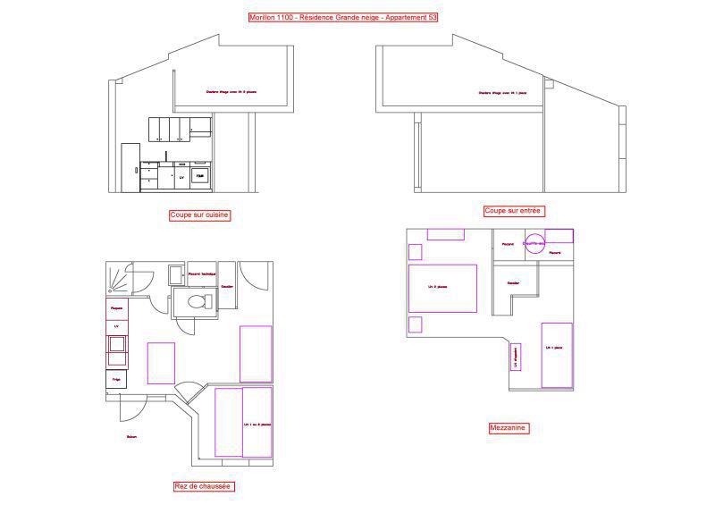 Vacaciones en montaña Apartamento 2 piezas mezzanine para 6 personas (53) - Résidence Grande Neige - Morillon - Plano