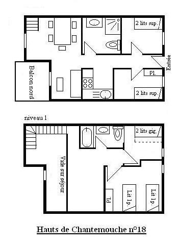 Wakacje w górach Apartament duplex 5 pokojowy 8 osób (18) - Résidence Hauts de Chantemouche - Méribel - Plan