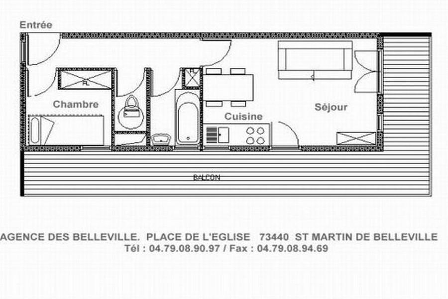 Каникулы в горах Апартаменты 2 комнат 4 чел. (B1) - Résidence Hors Piste - Saint Martin de Belleville - план