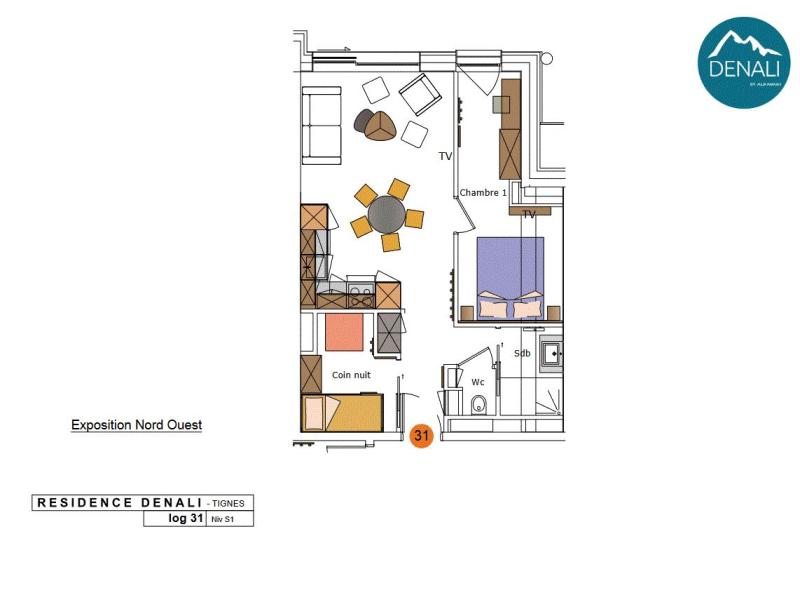 Каникулы в горах Апартаменты 2 спален 5 чел. - Résidence Hôtelière Denali - Tignes - план