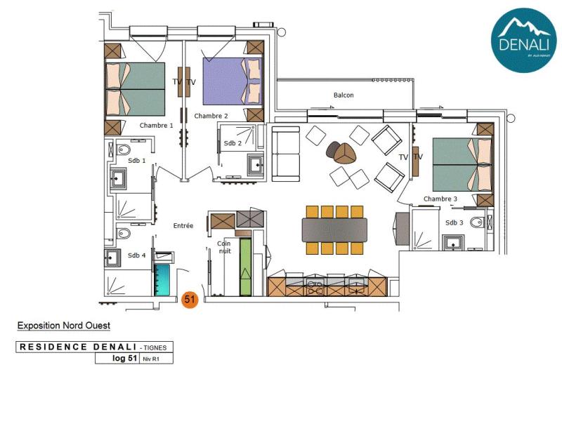 Urlaub in den Bergen 4-Zimmer-Berghütte für 8 Personen (81m²) - Résidence Hôtelière Denali - Tignes - Plan