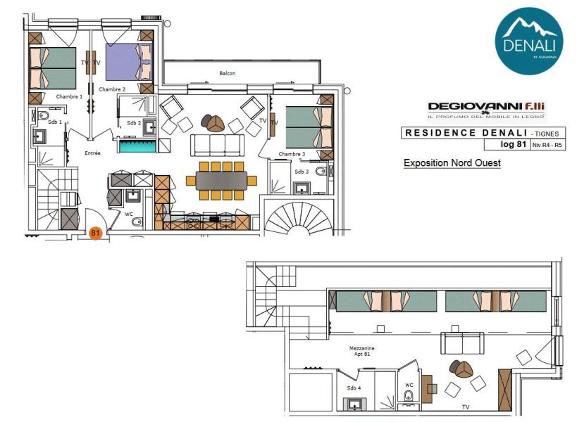 Vacanze in montagna Appartamento 4 stanze con mezzanino per 10 persone (81) - Résidence Hôtelière Denali - Tignes - Mappa