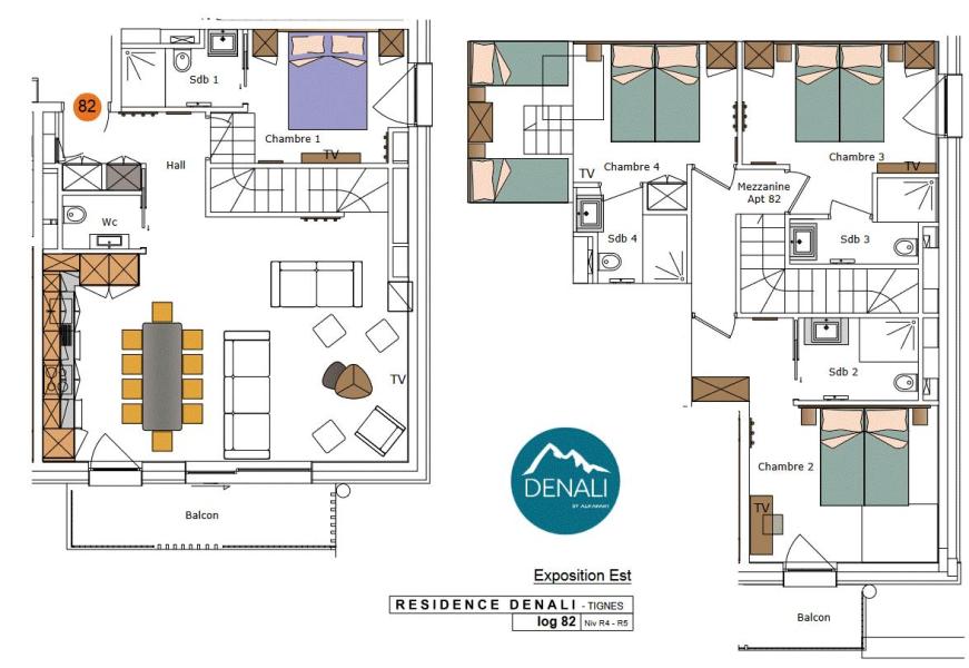 Vacances en montagne Appartement duplex 5 pièces 10 personnes (82) - Résidence Hôtelière Denali - Tignes - Plan