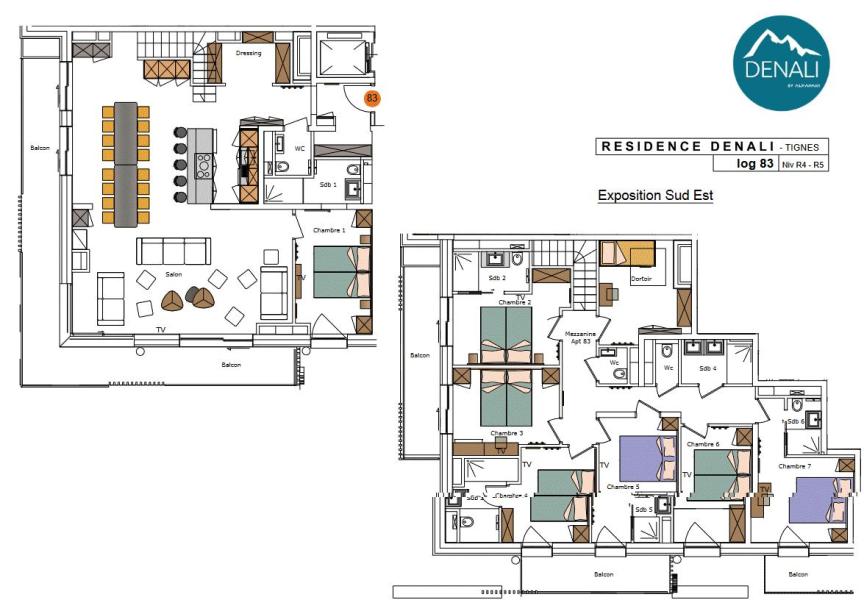 Vacances en montagne Appartement duplex 8 pièces 16 personnes (83) - Résidence Hôtelière Denali - Tignes - Plan