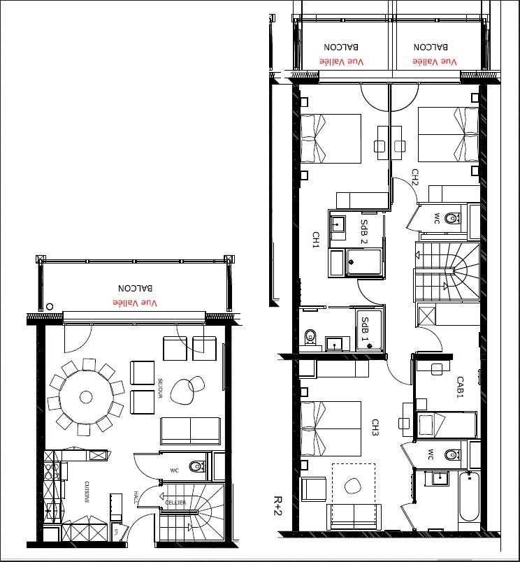 Urlaub in den Bergen 4-Zimmer-Maisonette-Wohnung für 8-10 Personen - Résidence Hôtelière Sky - La Rosière - Plan