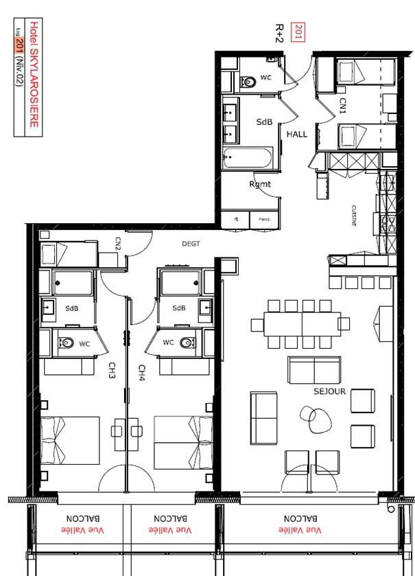 Wakacje w górach Domek górski triplex 10 pokojowy  dla 26 osób (Sky) - Résidence Hôtelière Sky - La Rosière - Plan