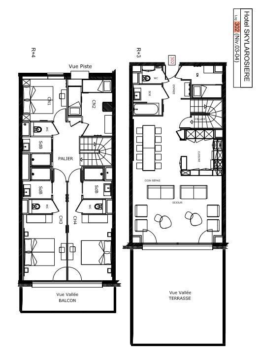 Urlaub in den Bergen Duplex Wohnung 5 Zimmer Kabine 11 Personnen (306) - Résidence Hôtelière Sky - La Rosière - Plan