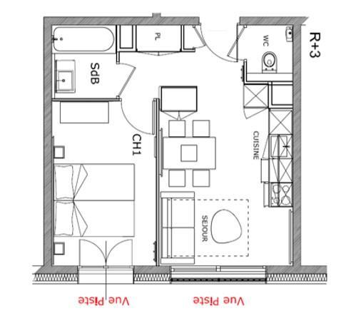 Каникулы в горах Апартаменты 2 комнат  2-4 чел. - Résidence Hôtelière Sky - La Rosière - план