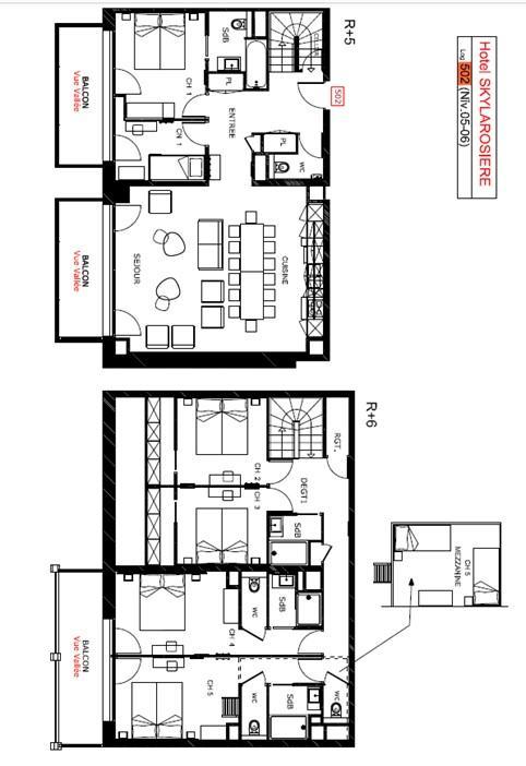 Wakacje w górach Apartament duplex 6 pokojowy 14 osób (502) - Résidence Hôtelière Sky - La Rosière - Plan