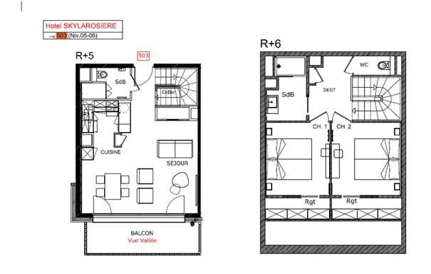 Vacanze in montagna Appartamento su due piani 3 stanze per 4-6 persone (503) - Résidence Hôtelière Sky - La Rosière - Mappa