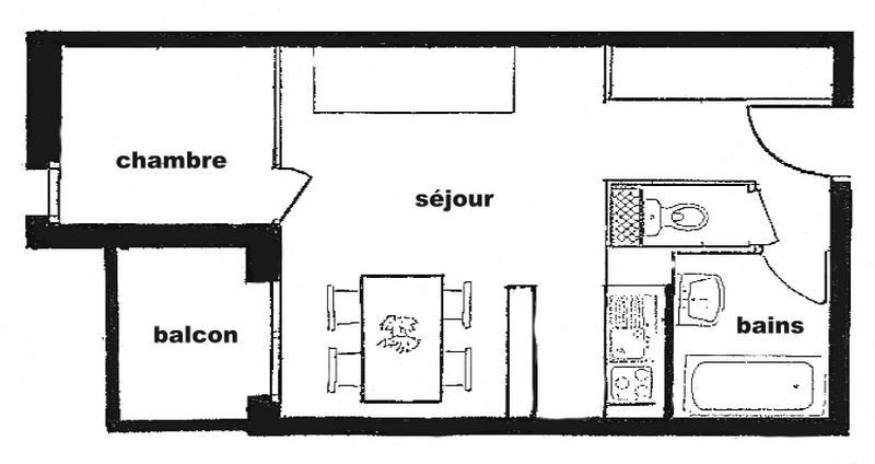 Wakacje w górach Studio kabina 5 osób (13) - Résidence Isabella C - Les Saisies - Plan