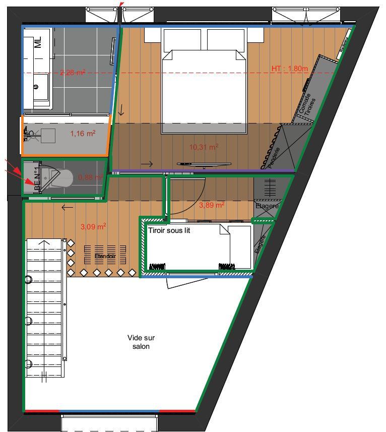 Wakacje w górach Apartament duplex 4 pokojowy 6 osób (05) - Résidence l'Epervière - Saint Martin de Belleville - Plan