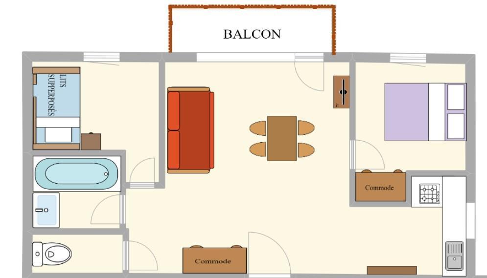 Urlaub in den Bergen 3-Zimmer-Appartment für 4 Personen (010) - Résidence l'Etagne - Val Cenis - Plan