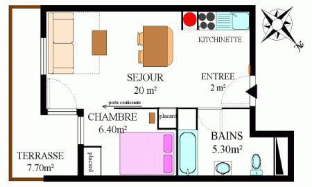 Holiday in mountain resort 2 room apartment 4 people (318) - Résidence la Combe II - Aussois - Plan