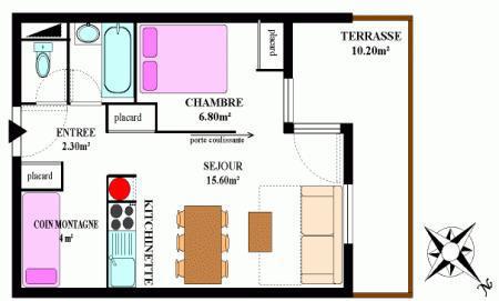 Vacances en montagne Appartement 2 pièces 4 personnes (304) - Résidence la Combe II - Aussois - Plan