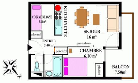 Каникулы в горах Апартаменты 2 комнат 5 чел. (310) - Résidence la Combe II - Aussois - план