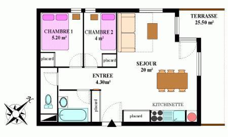 Vacances en montagne Appartement 3 pièces 6 personnes (314) - Résidence la Combe II - Aussois - Plan