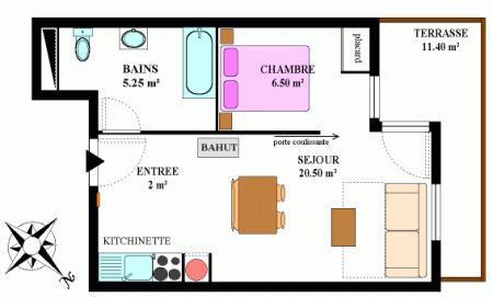 Каникулы в горах Апартаменты 2 комнат 4 чел. (312) - Résidence la Combe II - Aussois - план