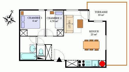 Vacances en montagne Appartement 3 pièces 6 personnes (407) - Résidence la Combe III - Aussois - Plan
