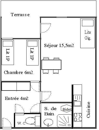 Holiday in mountain resort 2 room apartment 4 people (1) - Résidence La Corniche - Aussois - Plan
