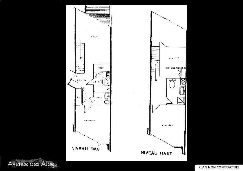 Holiday in mountain resort 3 room mezzanine apartment 8 people (1009) - Résidence la Grande Masse - Les Menuires - Plan