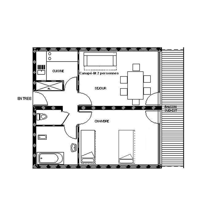 Каникулы в горах Апартаменты 2 комнат 6 чел. (38) - Résidence la Vanoise - Les Menuires - план