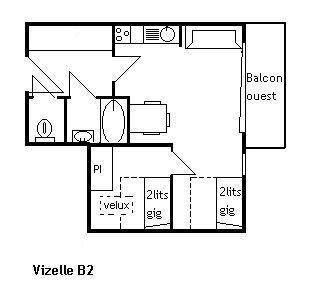 Vacances en montagne Appartement 2 pièces 4 personnes (B2) - Résidence la Vizelle - Méribel - Plan