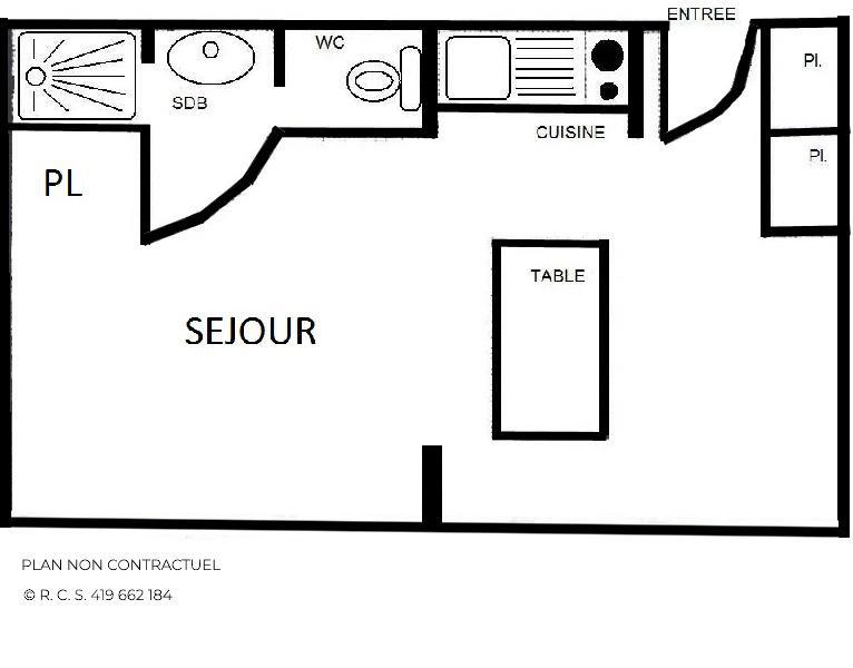 Wakacje w górach Studio z alkową 4 osoby (E7) - Résidence Lauzes - Les Menuires - Plan