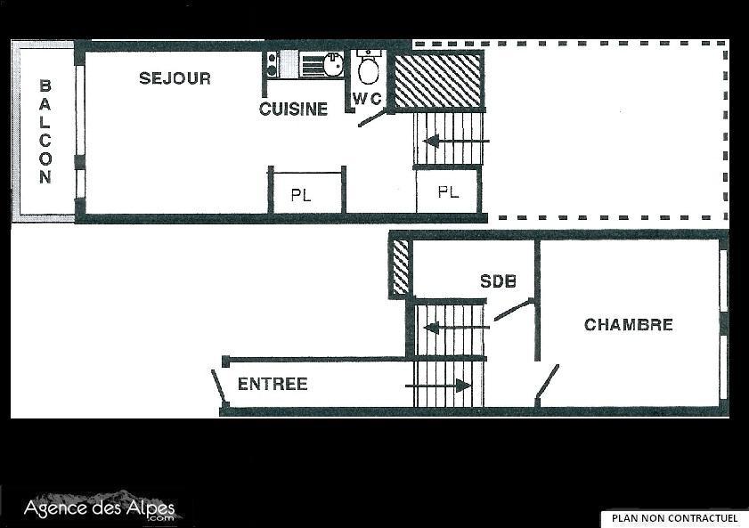 Vacances en montagne Appartement duplex 2 pièces 5 personnes (32) - Résidence Lauzes - Les Menuires - Plan