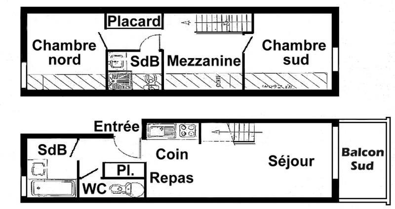 Holiday in mountain resort 3 room mezzanine apartment 8 people (20) - Résidence le Byblos - Les Saisies - Plan