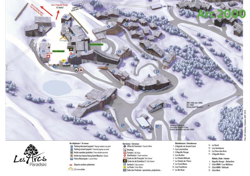 Holiday in mountain resort 4 room apartment 8 people (12R) - Résidence le Chamois - Les Arcs - Plan