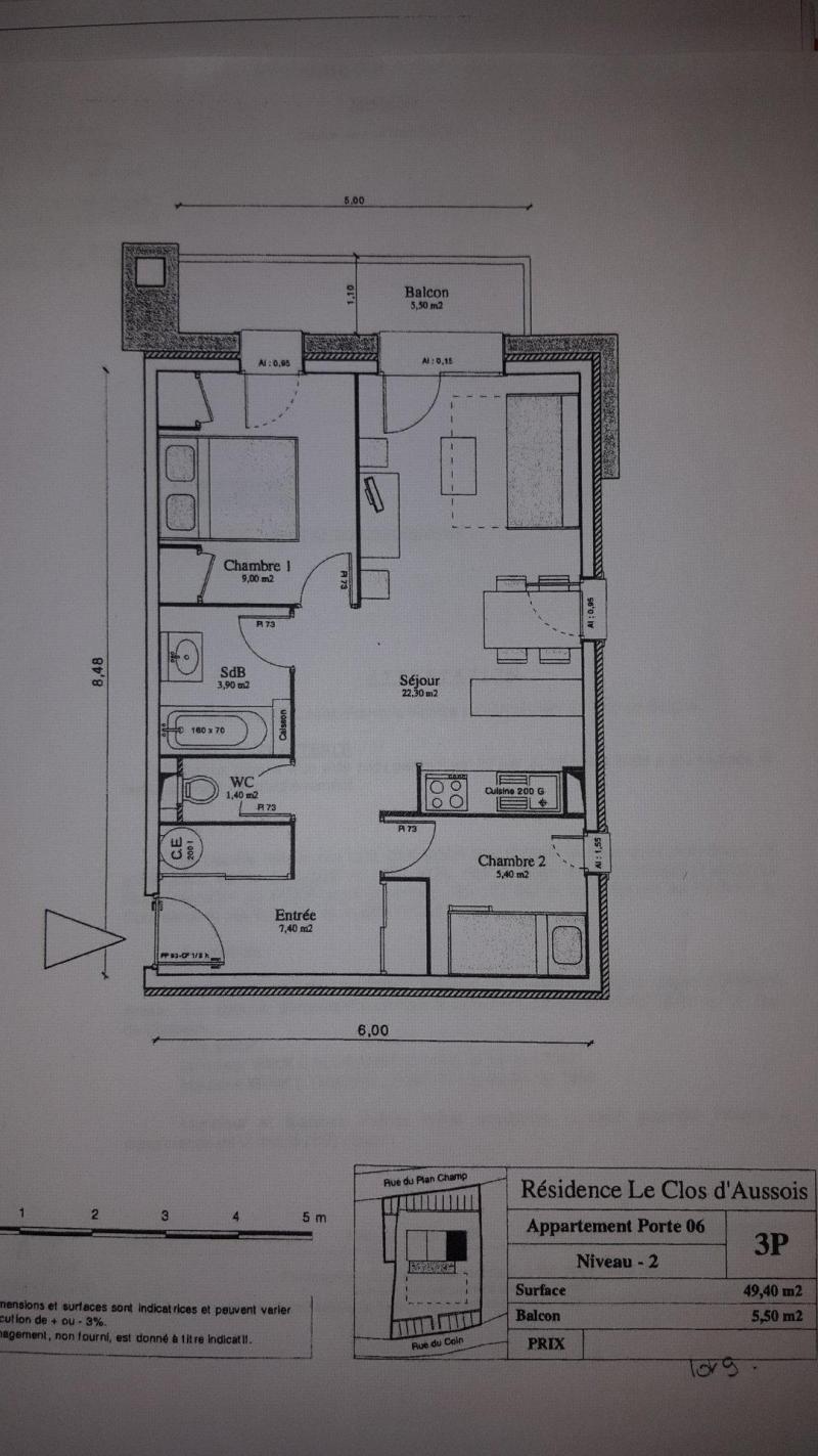 Holiday in mountain resort 3 room apartment 6 people (CA6) - Résidence le Clos d'Aussois - Aussois - Plan
