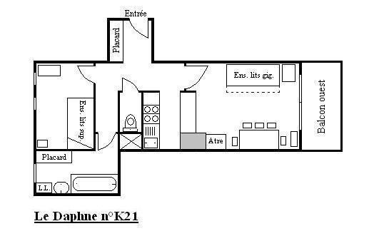 Vacances en montagne Appartement 2 pièces 5 personnes (K21) - Résidence le Daphné - Méribel