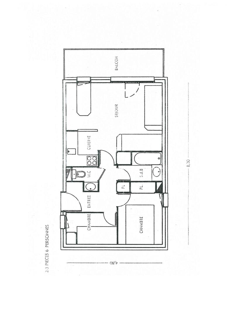 Vacances en montagne Appartement 1 pièces cabine 6 personnes (301) - Résidence le Domino - Montchavin La Plagne - Plan