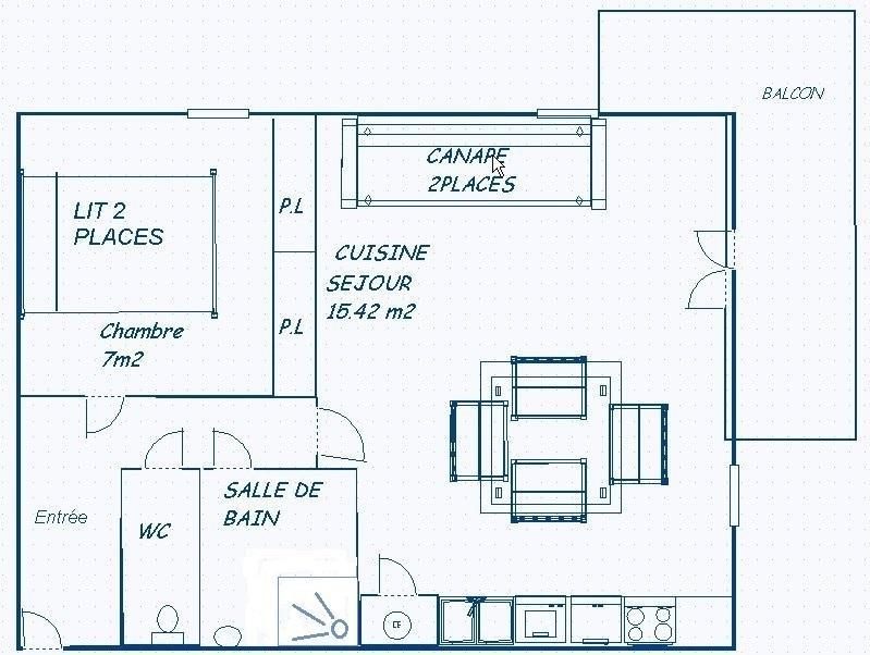 Vacances en montagne Appartement 2 pièces 4 personnes (203) - Résidence Le Genevray - Aussois - Plan