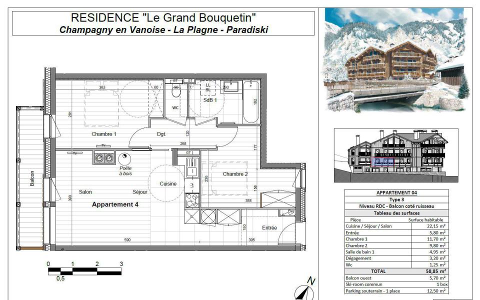 Urlaub in den Bergen 3-Zimmer-Appartment für 6 Personen (04P) - Résidence le Grand Bouquetin - Champagny-en-Vanoise