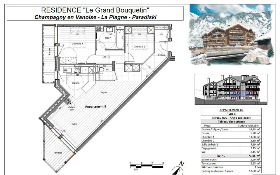 Wakacje w górach Apartament 3 pokojowy 6 osób (05P) - Résidence le Grand Bouquetin - Champagny-en-Vanoise