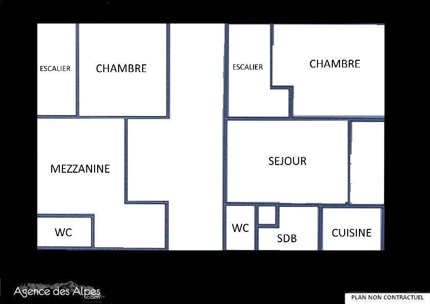 Vacances en montagne Appartement 3 pièces mezzanine 7 personnes (C143) - Résidence le Jettay - Les Menuires - Plan