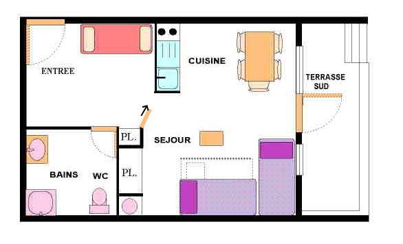 Holiday in mountain resort Studio cabin 5 people (A03) - Résidence le Petit Mont Cenis - Termignon-la-Vanoise - Plan