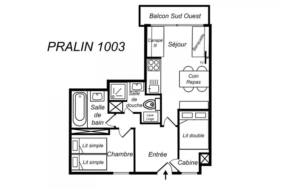 Vacances en montagne Appartement 2 pièces cabine 5 personnes (1003) - Résidence le Pralin - Méribel-Mottaret