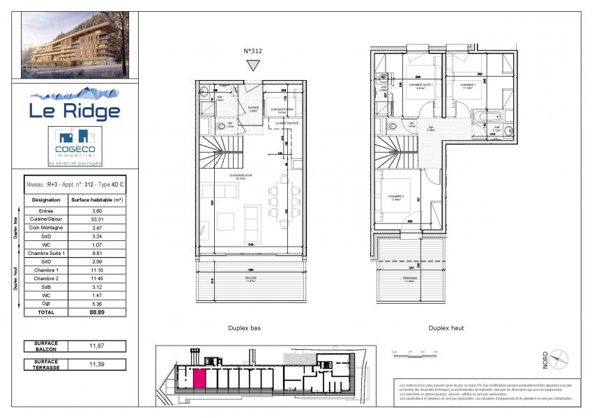 Vacanze in montagna Appartamento 4 stanze per 10 persone (312) - Résidence le Ridge - Les Arcs - Mappa