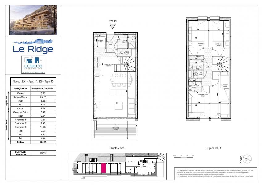 Vacanze in montagna Appartamento 5 stanze per 11 persone (109) - Résidence le Ridge - Les Arcs - Mappa