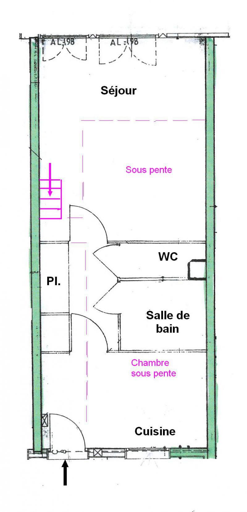 Vacances en montagne Appartement 2 pièces 5 personnes (025) - Résidence le Tavaillon - Les Saisies - Plan