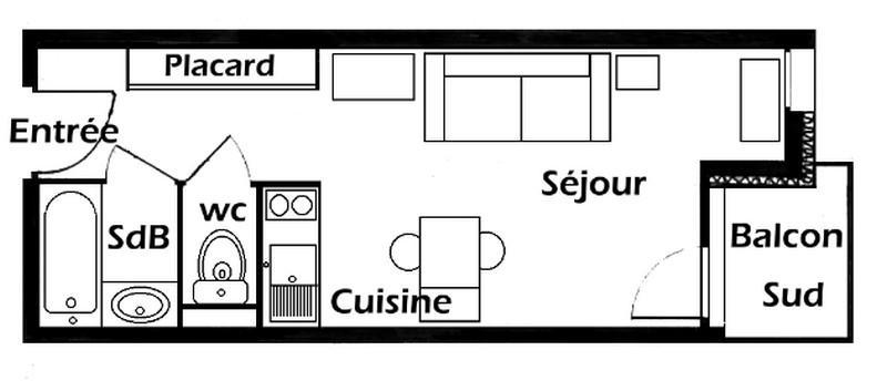 Vacaciones en montaña Estudio para 3 personas (019) - Résidence le Tavaillon - Les Saisies - Plano