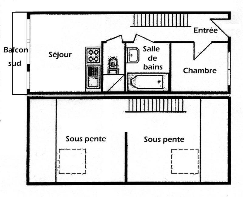 Urlaub in den Bergen Wohnung 2 Mezzanine Zimmer 6 Leute (024) - Résidence le Tavaillon - Les Saisies - Unterkunft